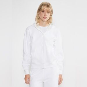 Aritzia cozy sweat fleece perfect zip hoodie in white size M